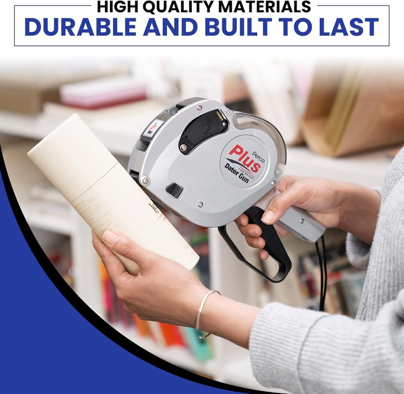 Perco Plus 1-Line Date Marking Gun with Labels Kit - Compares to Monarch 1131-01 Band Includes 1-Line 8-Character Band Date Labeler Gun, 9,000 Blank White Labels, a Label Scraper, and an Extra Inker - Image 5